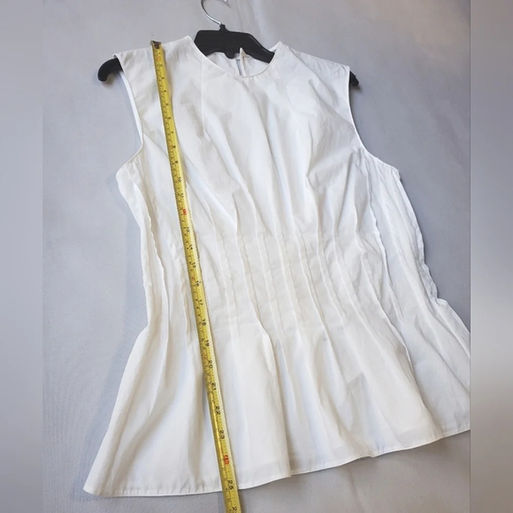 NWT$1,280 Khaite Westin Pintucked Seamed Cotton Poplin Top Sz 10 M - Picture 10 of 16